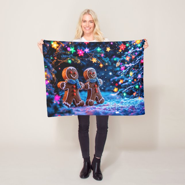 Winter holiday gingerbread Christmas art Fleece Blanket (In Situ)