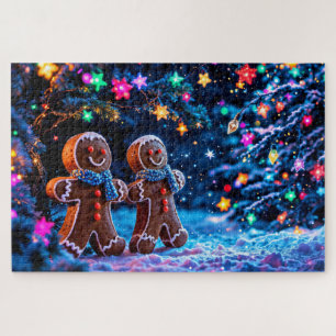 Winter holiday gingerbread Christmas art Jigsaw Puzzle