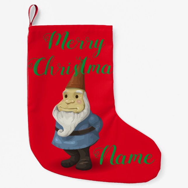 Winter Holiday Gnome Thunder_Cove Small Christmas Stocking (Front)