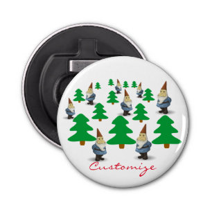 Winter Holiday Gnomes Christmas Trees Thunder_ Bottle Opener