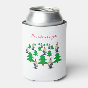 Winter Holiday Gnomes Christmas Trees Thunder_Cove Can Cooler