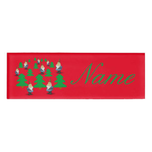 Winter Holiday Gnomes Christmas Trees Thunder_Cove Name Tag