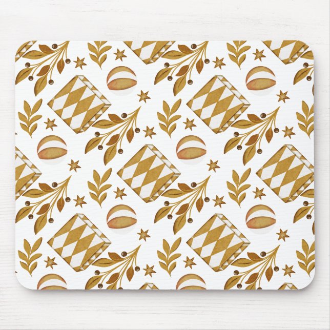 Winter holiday gold kids pattern mouse pad (Front)