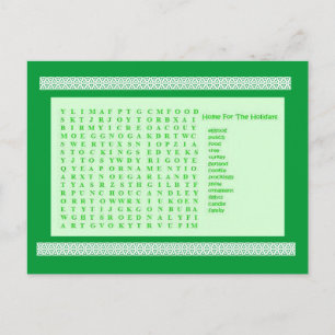 Winter Holiday Green Puzzle Postcard