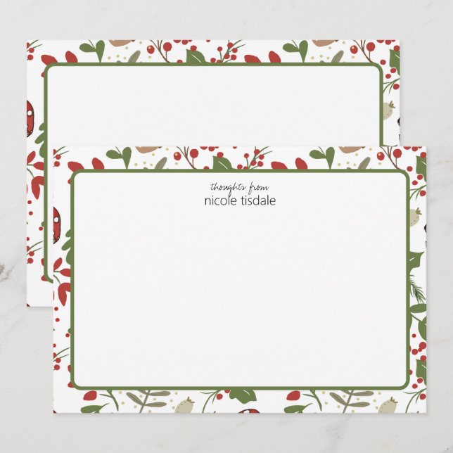 Winter Holiday Greenery  Card (Front/Back)