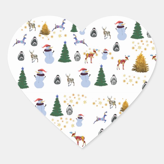 Winter Holiday Heart Stickers, Glossy Sticker (Front)