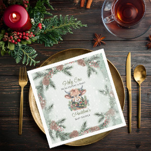 Winter Holiday Highland Holy Cow Baby Shower Napkin