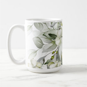 Winter holiday holly branches green pattern coffee mug