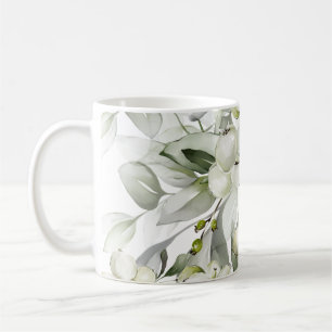 Winter holiday holly branches green pattern coffee mug