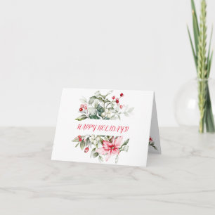 Winter holiday holly RED BERRY branches   Card