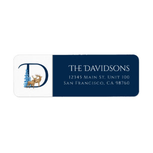 Winter Holiday   Letter D Monogram Address Label