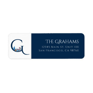 Winter Holiday Letter G Monogram Address Label