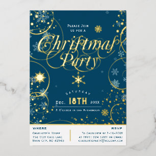 Winter Holiday Navy Blue Snowflake Christmas Party