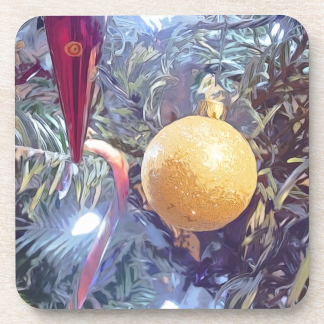 Winter Holiday Ornaments Coaster (Front)