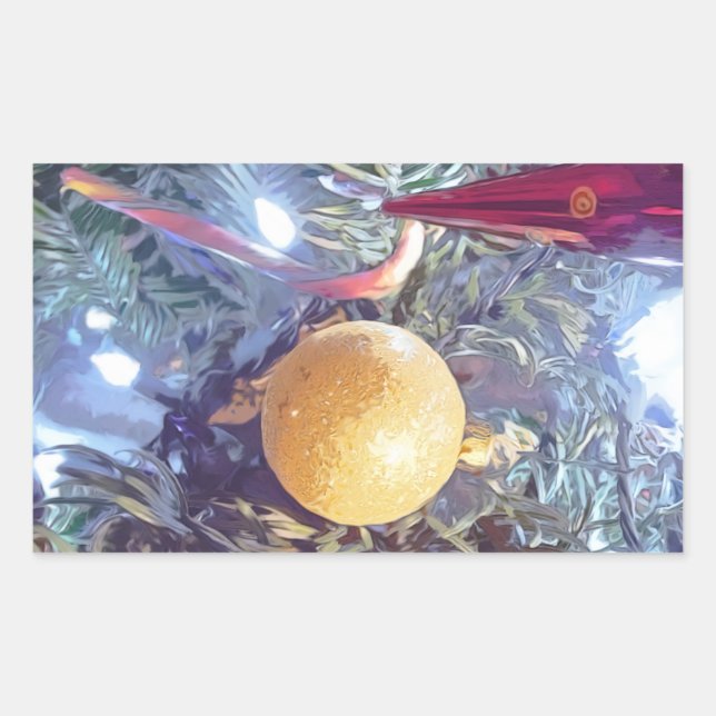 Winter Holiday Ornaments Rectangular Sticker (Front)