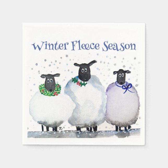 Winter Holiday Paper Cocktail Napkins (Front)