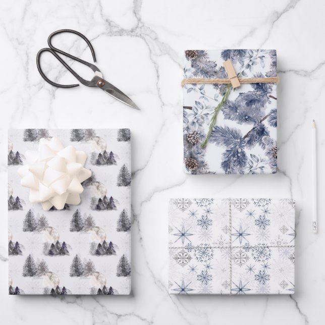 Winter Holiday Pattern Wrapping Paper Sheet (Front)