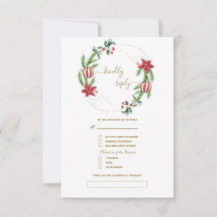 Winter Holiday Pine Cones Christmas Balls Wedding RSVP Card