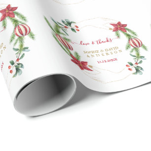 Winter Holiday Pine Cones Christmas Balls Wedding Wrapping Paper