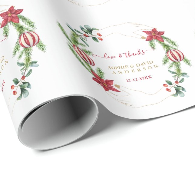 Winter Holiday Pine Cones Christmas Balls Wedding  Wrapping Paper (Roll Corner)