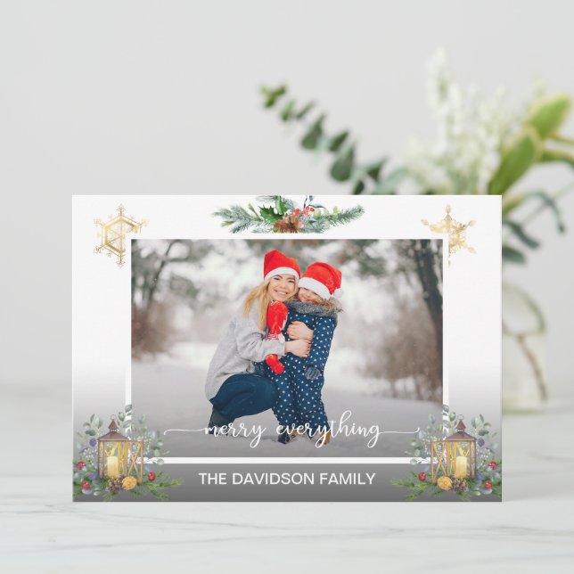 Winter Holiday Pine Cones Light Merry Christmas  Card (Standing Front)