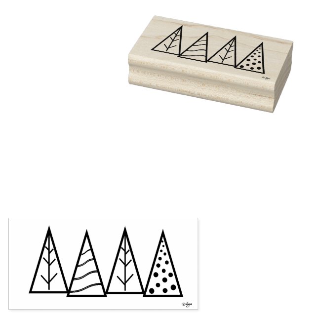 Winter Holiday Pine Trees Wood Art Stamp (Stamped)