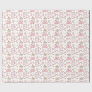 Winter holiday Pink bears kids pattern Wrapping Paper