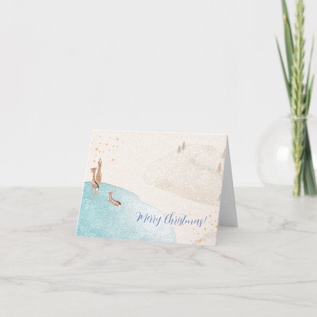 Winter Holiday Reindeer   Card (Front)