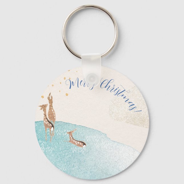 Winter Holiday Reindeer  Key Ring (Front)