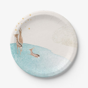 Winter Holiday Reindeer  Paper Plate