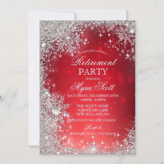Winter Holiday Retirement Party Invitation (Front)