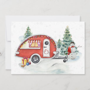 Winter Holiday RV Camper Camping Snow Card