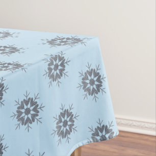 Winter Holiday Silver Glitter Snowflake Pattern Tablecloth