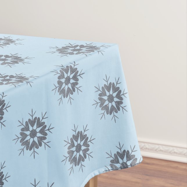 Winter Holiday Silver Glitter Snowflake Pattern    Tablecloth (In Situ)