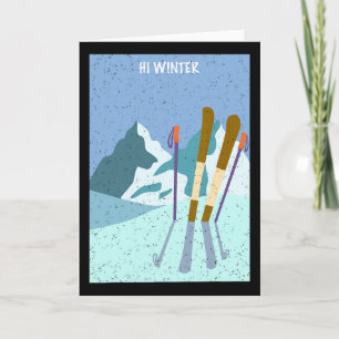 Winter Holiday Ski Christmas X-mas Skiing Skier 1 Card