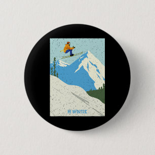 Winter Holiday Ski Christmas X-mas Skiing Skier  6 Cm Round Badge