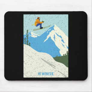 Winter Holiday Ski Christmas X-mas Skiing Skier  Mouse Pad