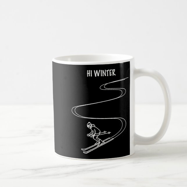 Winter Holiday Ski Line Art Christmas X-mas Skiing Coffee Mug (Right)