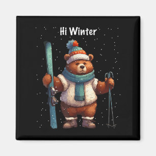 Winter Holiday Skier Animal Christmas Ski Skiing X Magnet