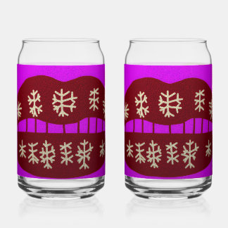 Winter Holiday Smile Can Glass