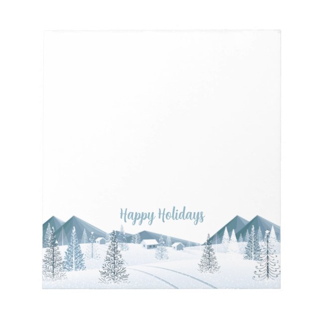 Winter Holiday Snow Scene Notepad (Front)