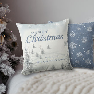 Winter Holiday Snowflake Name Merry Christmas  Cushion