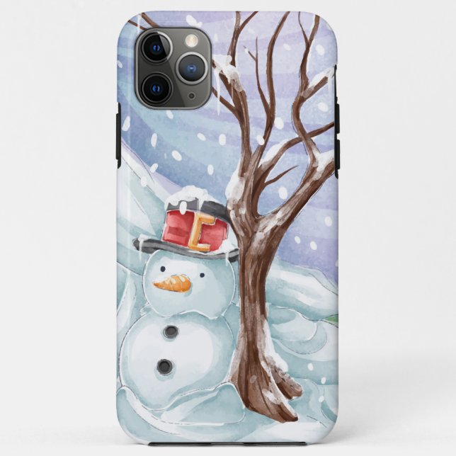 Winter Holiday Snowman Watercolor Case-Mate iPhone Case (Back)