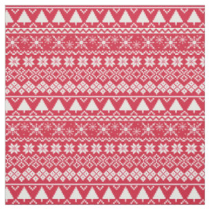 Winter Holiday Sweater Print Red Fabric