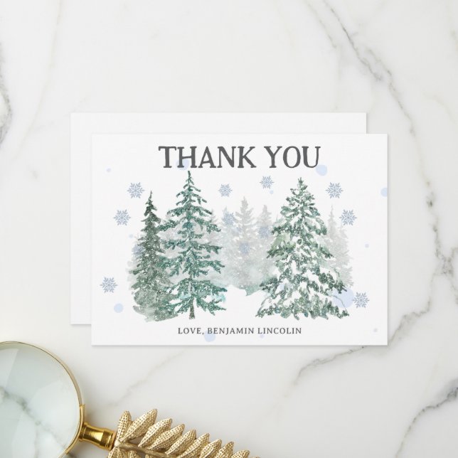 Winter Holiday Thank You Card (Front/Back In Situ)