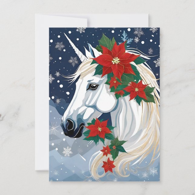 Winter holiday unicorn  card (Front)