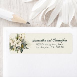 Winter Holiday Watercolor Floral Custom Address