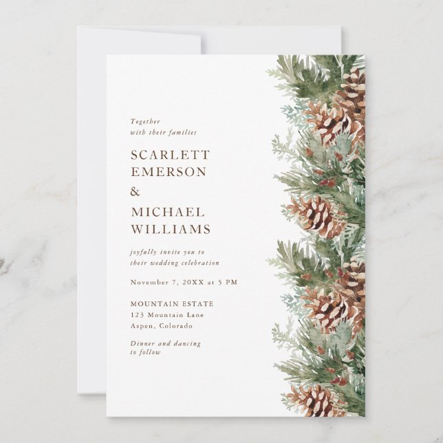 Winter Holiday Wedding Invitation (Front)