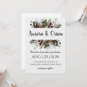 winter holiday wedding save the date invitations