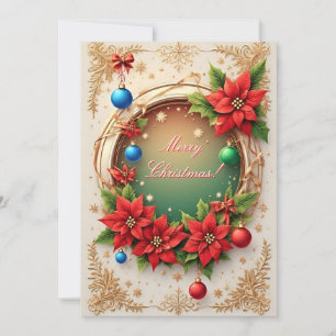 Winter Holiday Wreath 🎄❄️ Poinsettia Red Floral